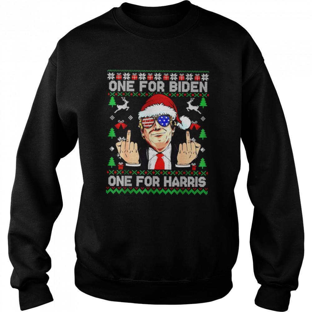 Santa Trump One For Anti Biden Ugly Christmas Sweatshirt